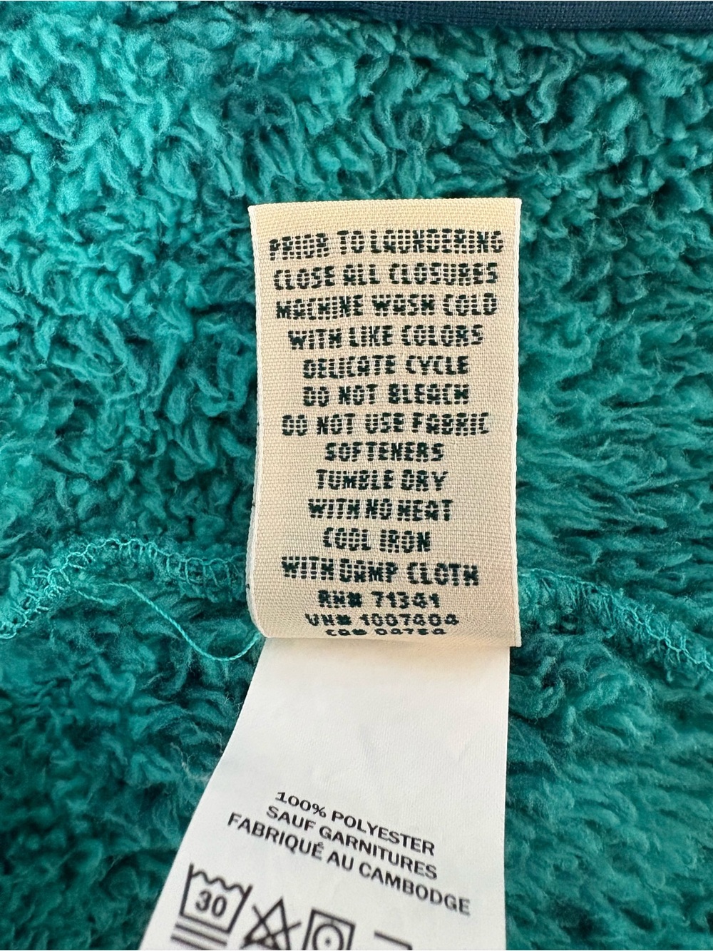 L.L. Bean Hi-Pile Sherpa Fleece Full-Zip Jacket XL Teal Green Gorpcore Cozy - Picture 10 of 10